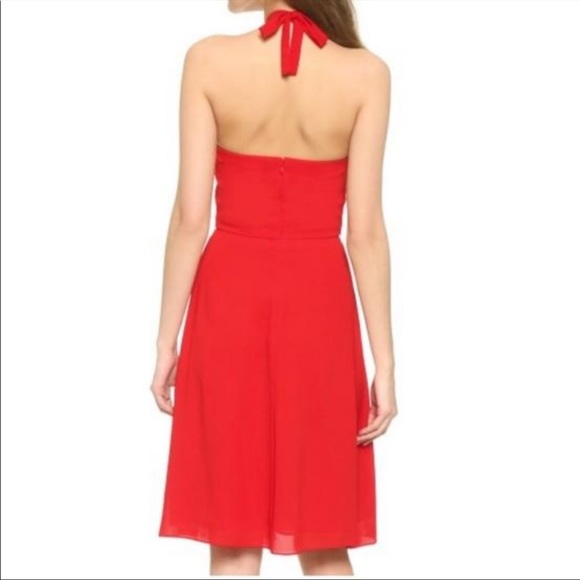 L’Agence Red Keyhole Matte Crepe Halter Dress - Picture 2 of 12